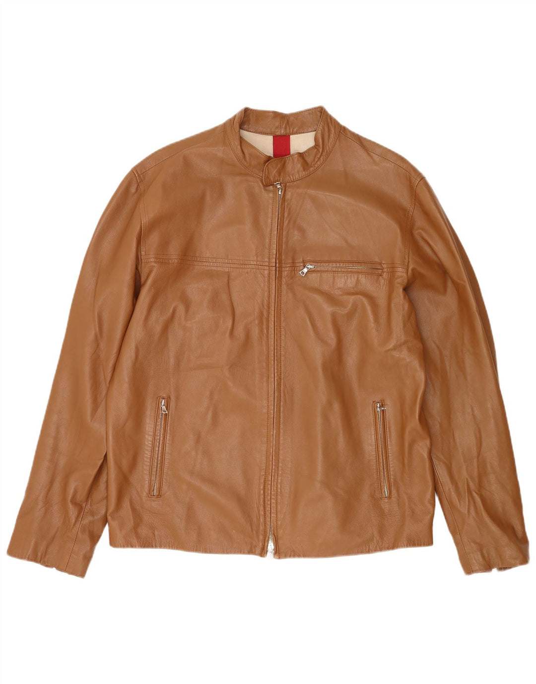 John and Son's Mens Leather Jacket IT 54 2XL Brown Leather