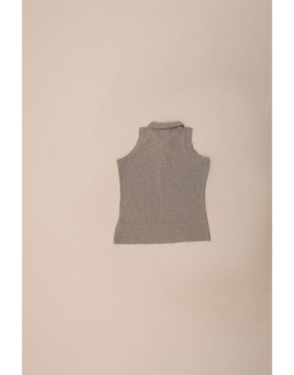 Lotto Womens Sleeveless Polo Shirt UK 10 Small Grey Cotton