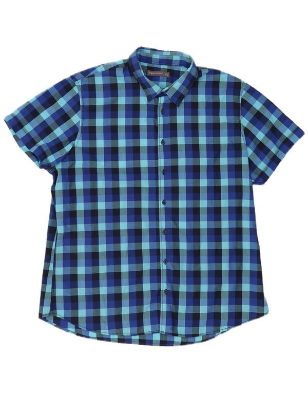 Angelo Litrico Mens Short Sleeve Shirt Size 45/46 2XL Blue Gingham