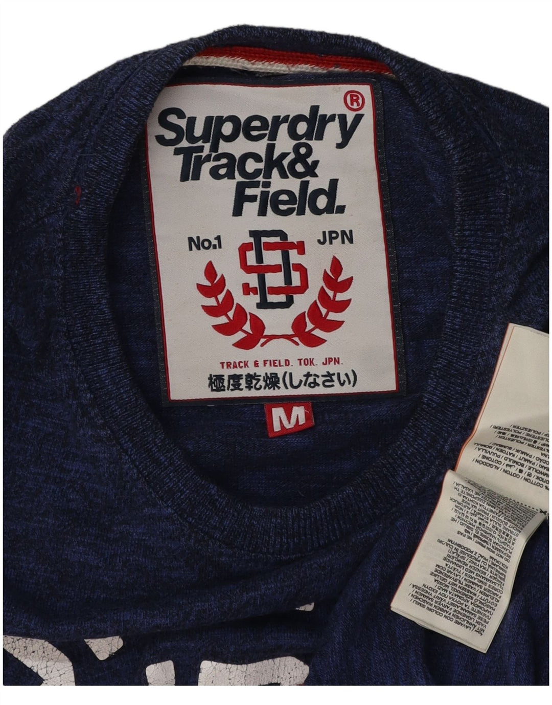 SUPERDRY Mens Graphic T-Shirt Top Medium Blue Cotton