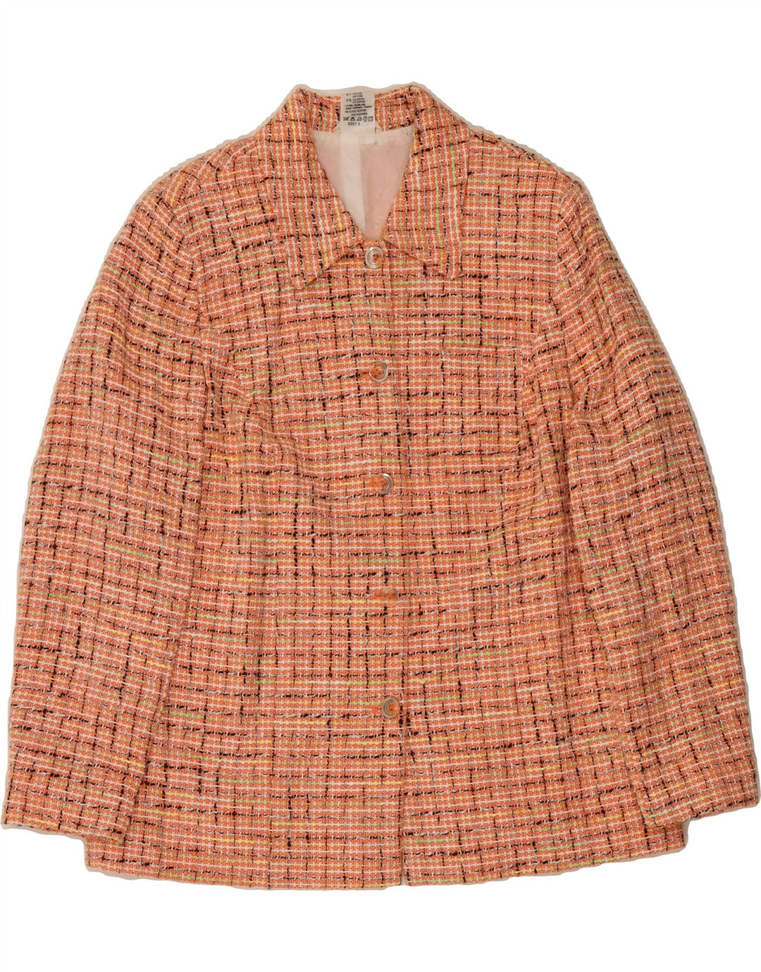 VINTAGE Womens 5 Button Blazer Jacket UK 18 XL Orange Check Cotton Vintage Vintage and Second-Hand Vintage from Messina Hembry 