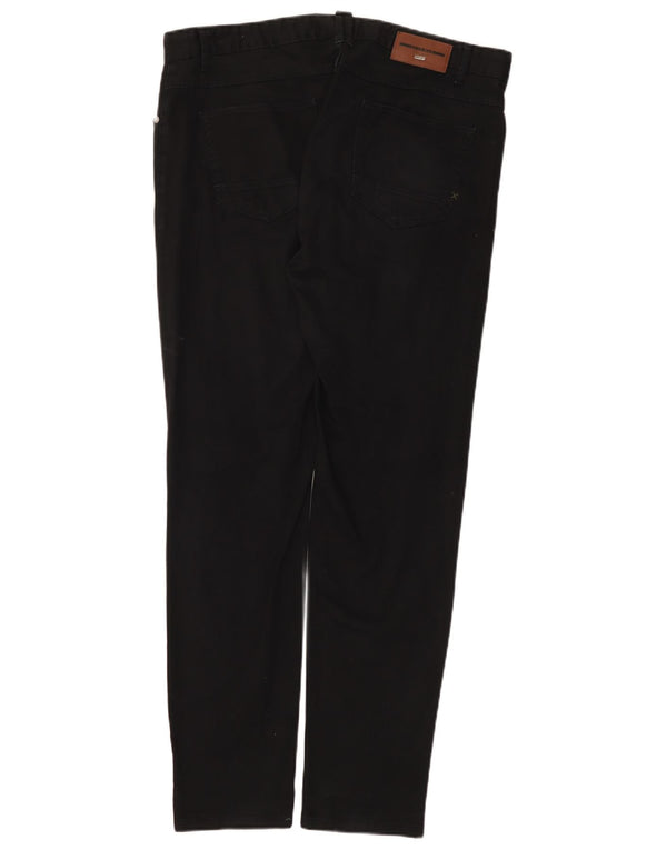 Zara Mens Slim Casual Trousers EU 46 XL W36 L31 Black Cotton