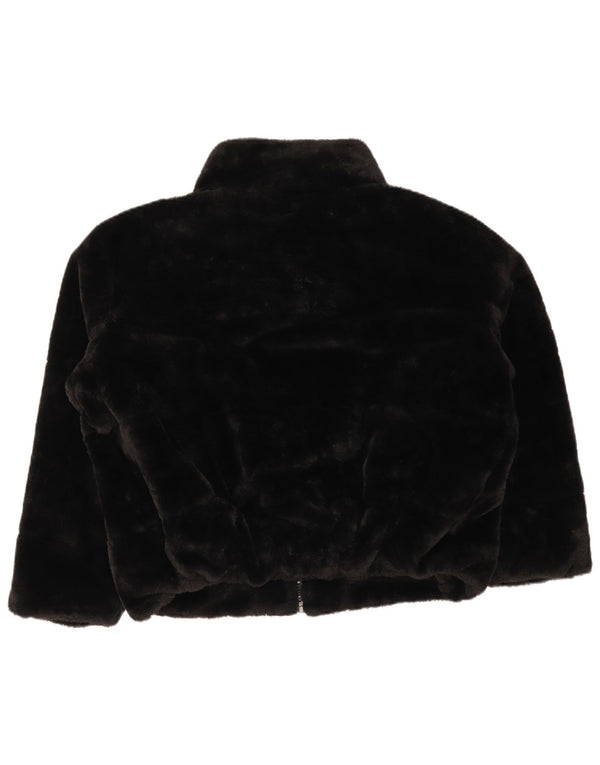 Zara Womens Faux Fur Jacket UK 16 Large Black Polyester
