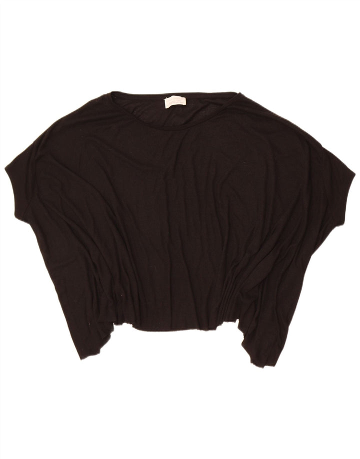 Zara Womens Batwing Oversized Blouse Top UK 10 Small Black Polyester
