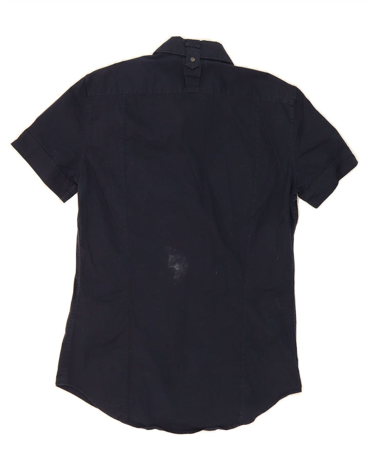 REPLAY Mens Short Sleeve Shirt Small Navy Blue Cotton Vintage Replay and Second-Hand Replay from Messina Hembry 
