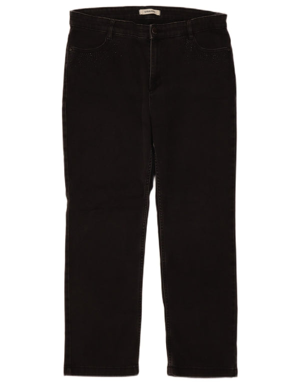 Marks & Spencer Womens Straight Jeans UK 16 Large W36 L28 Black Cotton