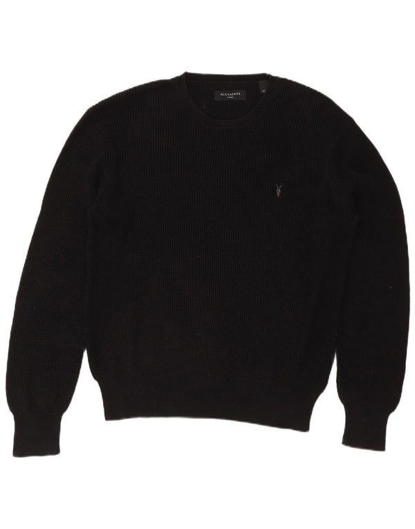 All Saints Mens Crew Neck Jumper Sweater Large Black Cotton