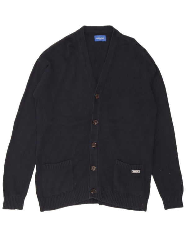 Jack & Jones Mens Cardigan Sweater Large Navy Blue Cotton