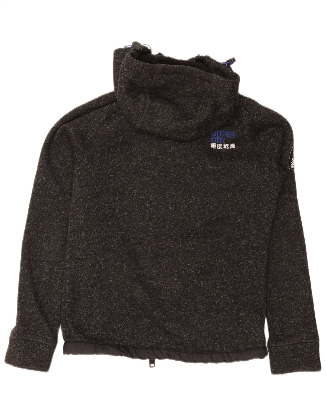 Superdry Mens Zip Hoodie Sweater Small Grey Flecked Polyester