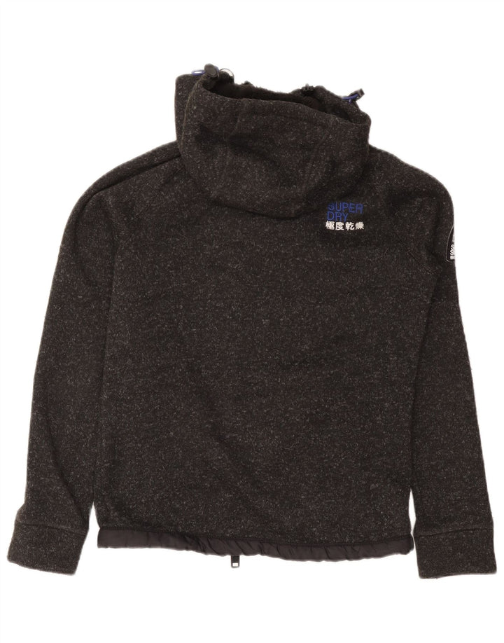 Superdry Mens Zip Hoodie Sweater Small Grey Flecked Polyester