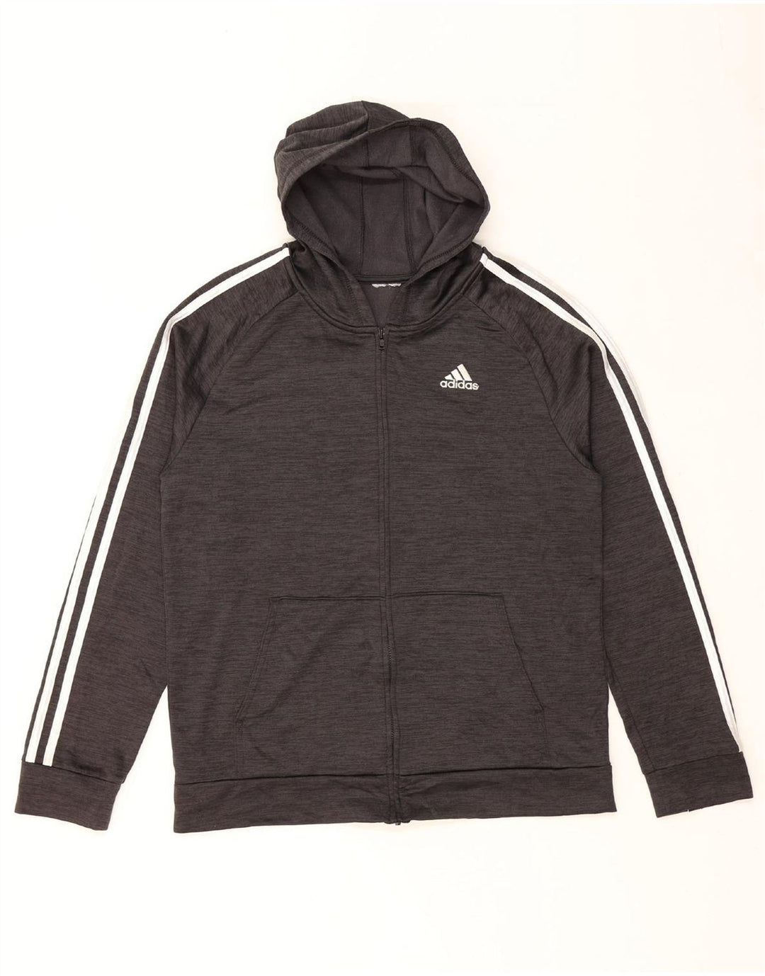 ADIDAS Womens Zip Hoodie Sweater UK 14 Medium Grey Vintage Adidas and Second-Hand Adidas from Messina Hembry 