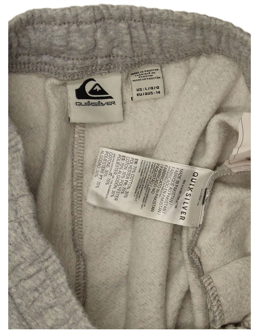 QUIKSILVER Boys Graphic Tracksuit Trousers Joggers 13-14 Years Large Grey