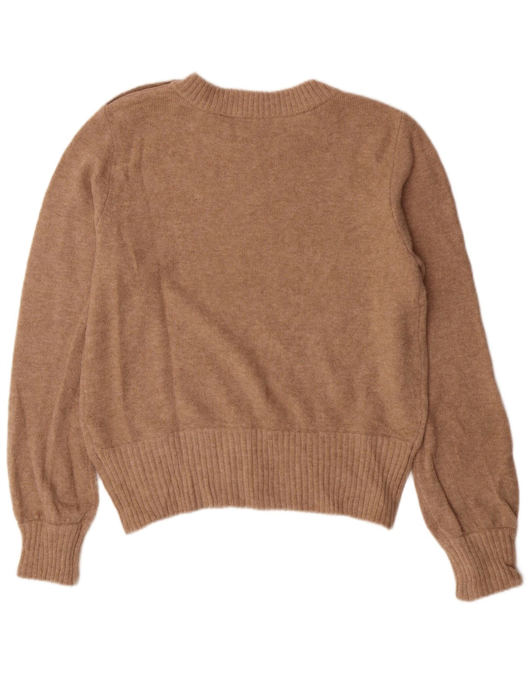 J. CREW Womens Crew Neck Jumper Sweater UK 14 Medium Brown Nylon