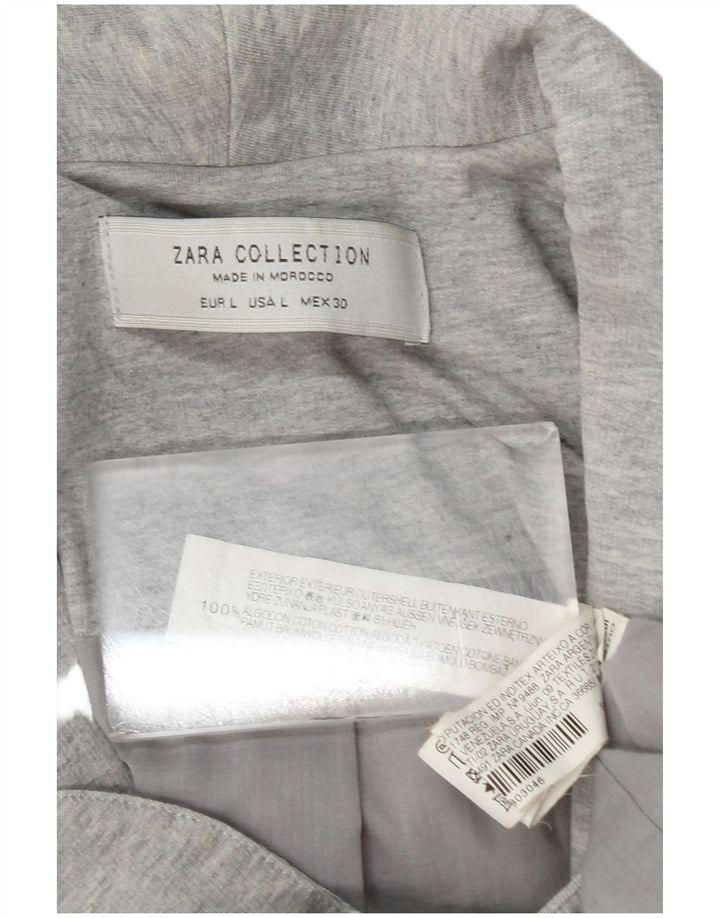 Zara Womens 1 Button Blazer Jacket UK 14 Large Grey Cotton
