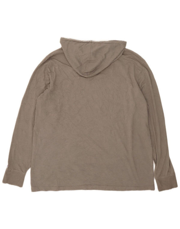 Champion Mens Hooded Graphic Top Long Sleeve Medium Grey
