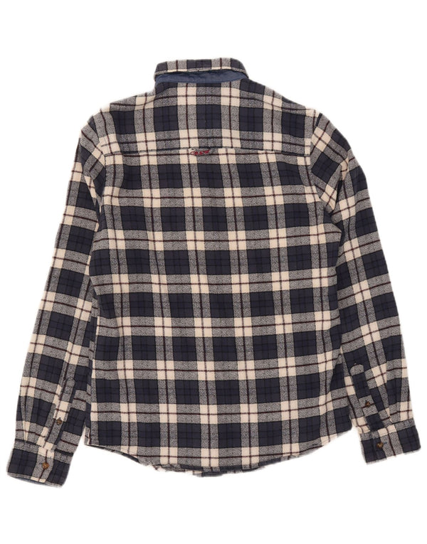 Crew Clothing Mens Flannel Shirt Small Navy Blue Check Cotton