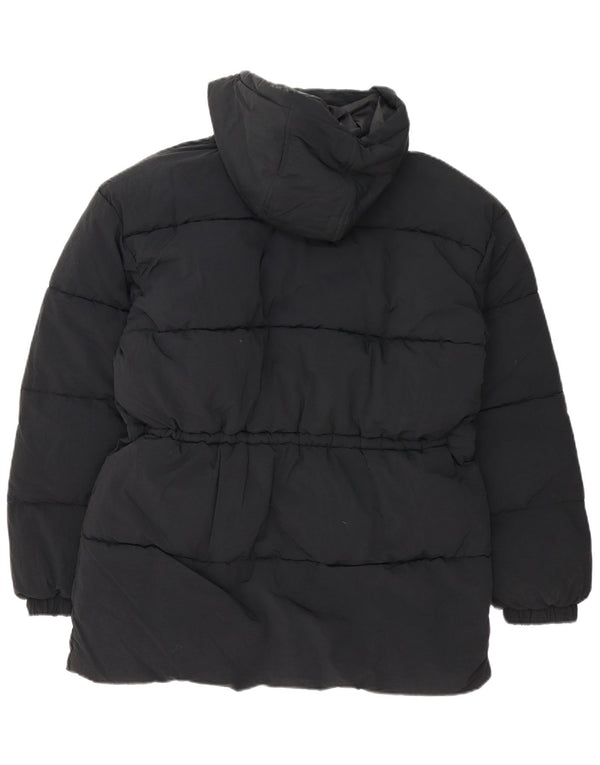 Topshop Womens Hooded Oversized Padded Jacket UK 8 Small Black Polyester
