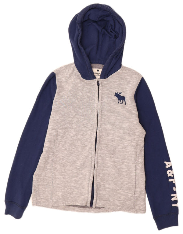 Abercrombie & Fitch Boys Zip Hoodie Sweater 15-16 Years Grey Colourblock