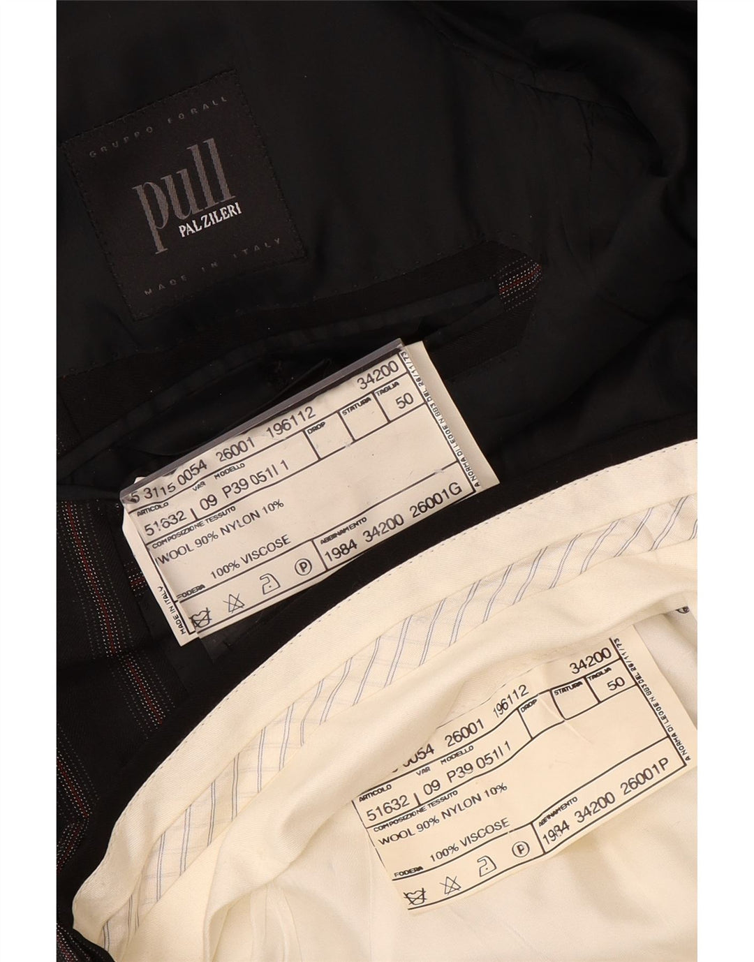 PAL ZILERI Mens 3 Button 2 Piece Suit IT 50 Large W34 L33 Black Striped