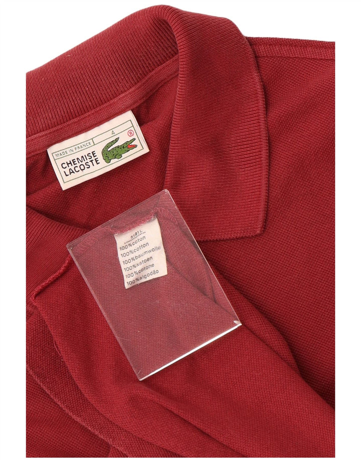 LACOSTE Mens Polo Shirt Size 4 Medium Red Cotton