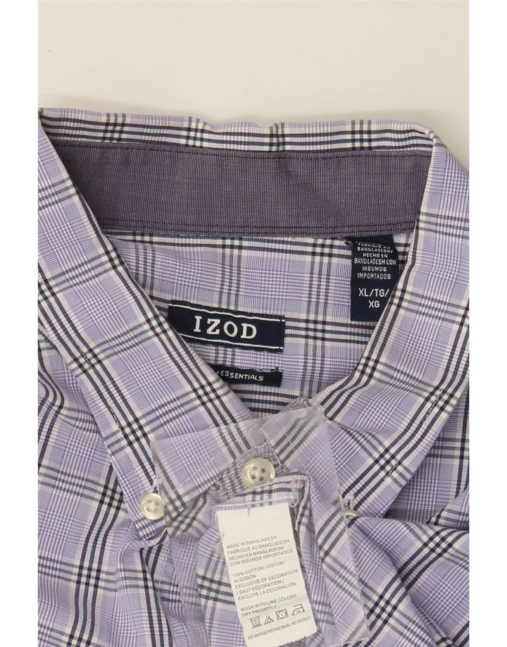 IZOD Mens Shirt XL Purple Check Cotton