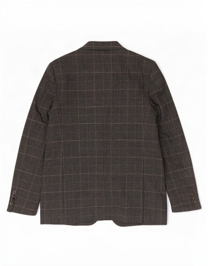 Zara Womens 2 Button Blazer Jacket UK 10 Small Grey Houndstooth Polyester