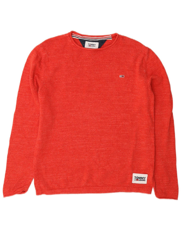 Tommy Hilfiger Womens Oversized Boat Neck Jumper Sweater UK 6 XS Red Cotton
