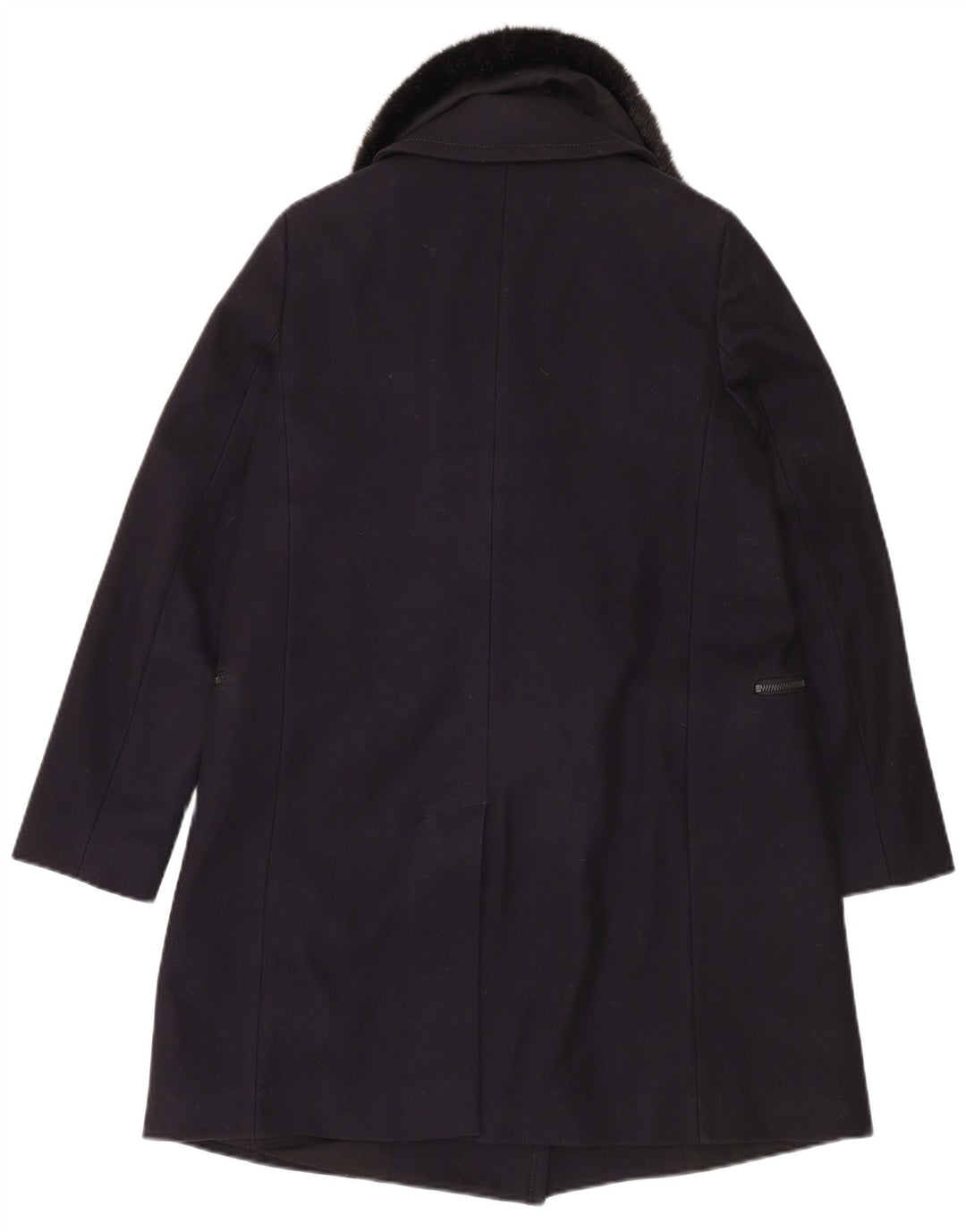 French Connection Womens Overcoat UK 12 Medium Navy Blue Virgin Wool