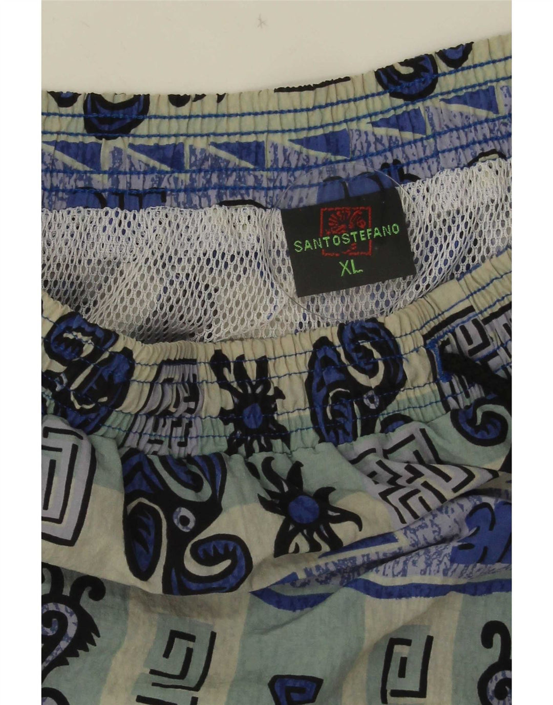 Santo Stefano Mens Abstract Pattern Swimming Shorts XL Blue Colourblock