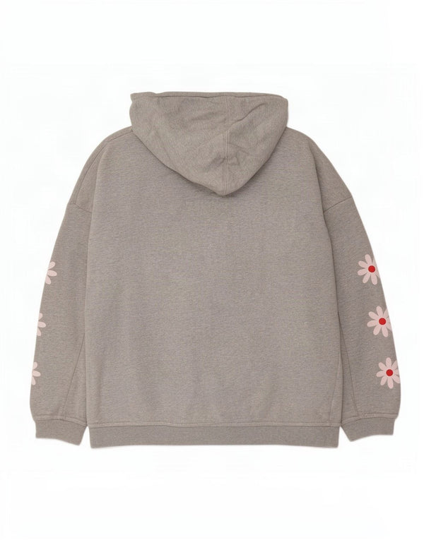 Levi's Womens Oversized Hoodie Jumper UK 14 Medium Grey Floral Cotton