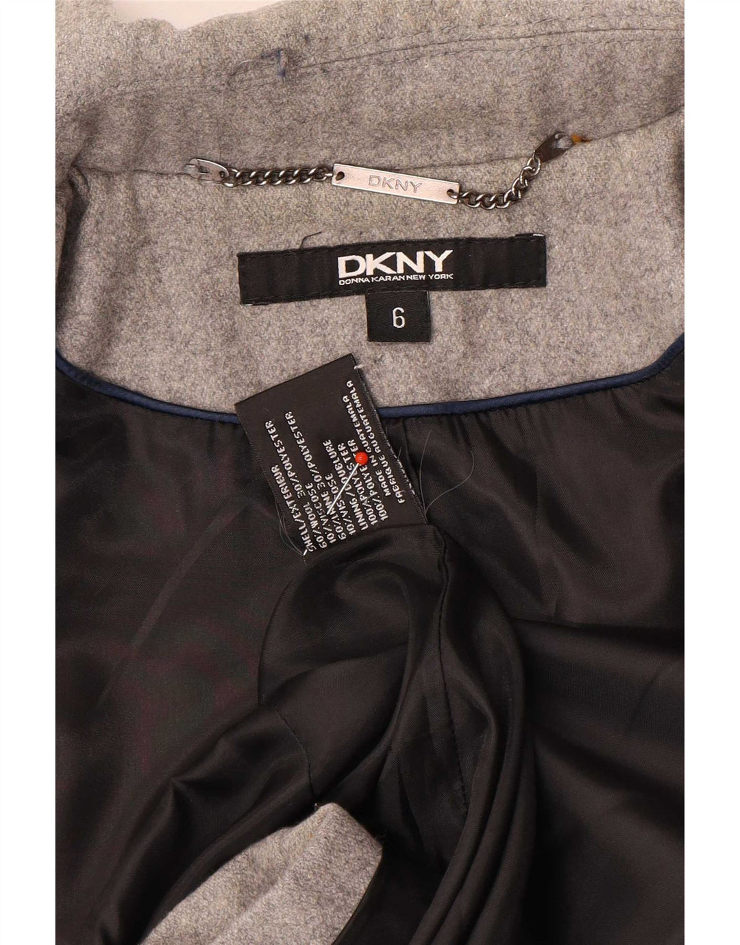 Dkny Womens Pea Coat US 6 Medium Grey Wool