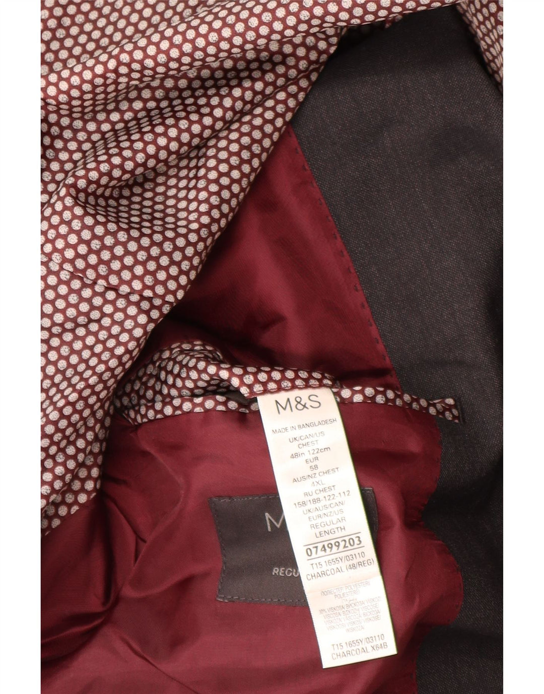 Marks & Spencer Mens 2 Button Regular Fit Blazer Jacket UK 48 4XL Grey