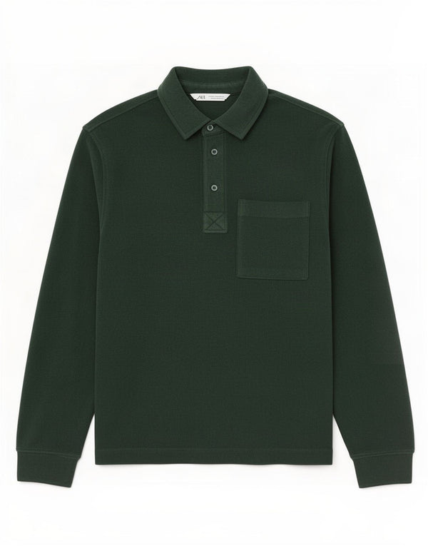 Zara Mens Corduroy Pullover Shirt Medium Green Cotton