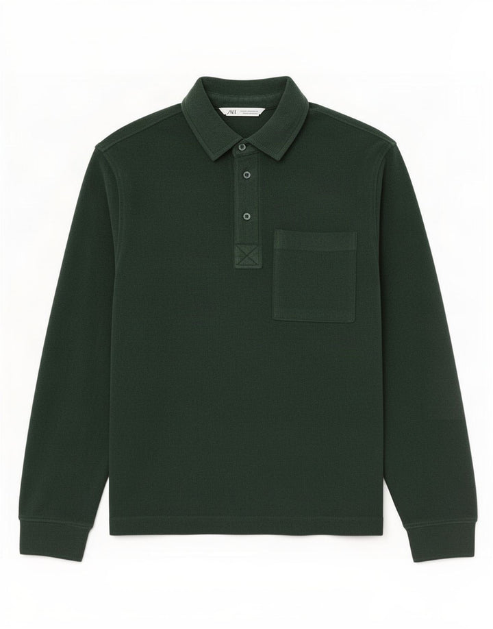 Zara Mens Corduroy Pullover Shirt Medium Green Cotton