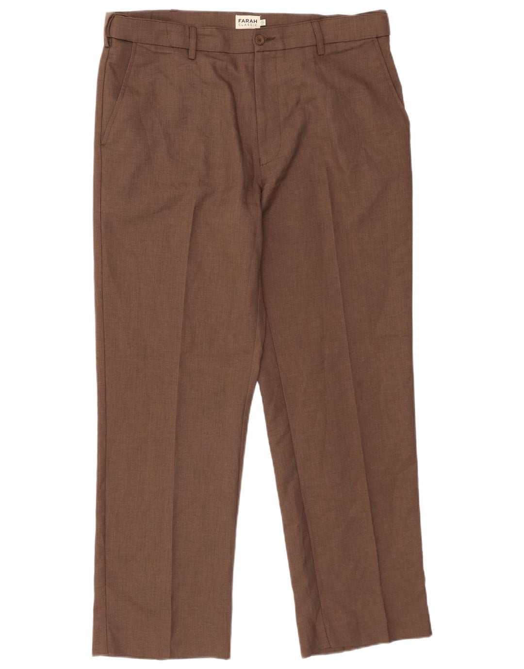 Farah Mens Classic Fit Chino Trousers W36 L29 Brown Polyester