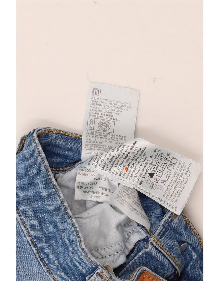 LEVI'S Womens High Waist Flared Jeans W25 L32 Blue Cotton