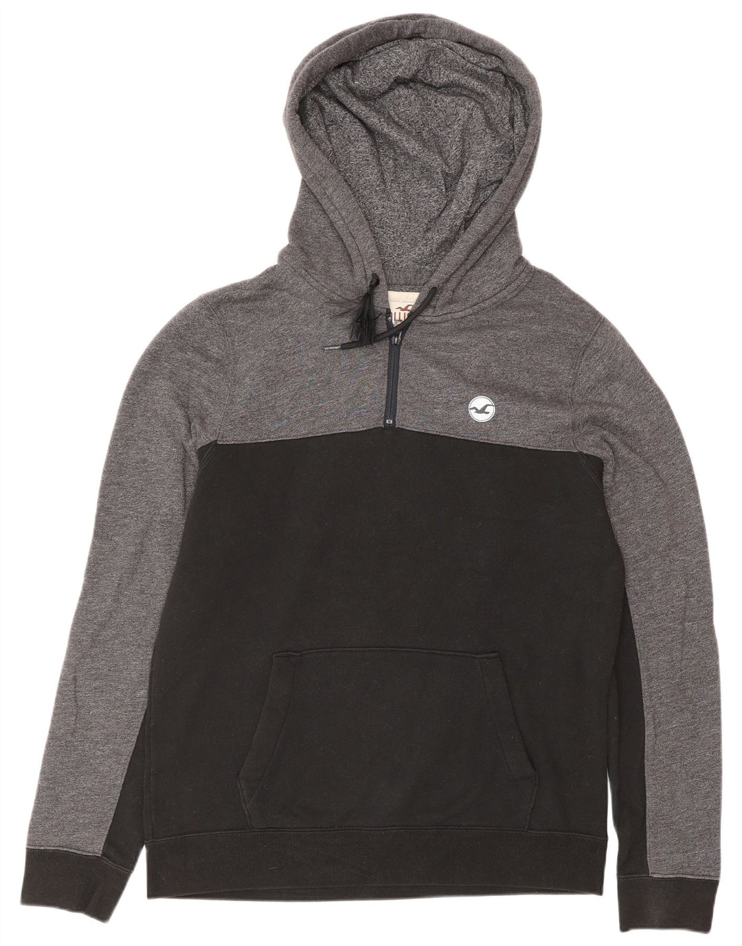 HOLLISTER Mens Hoodie Jumper Medium Grey Colourblock Cotton