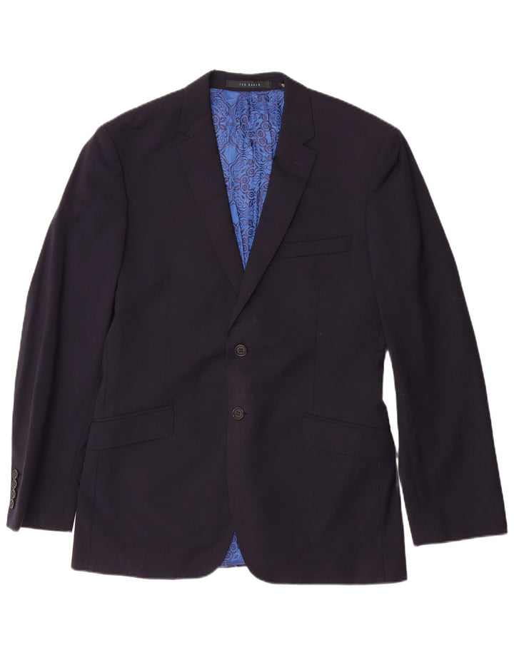 Ted Baker Mens 2 Button Blazer Jacket US 40 Large Navy Blue Wool