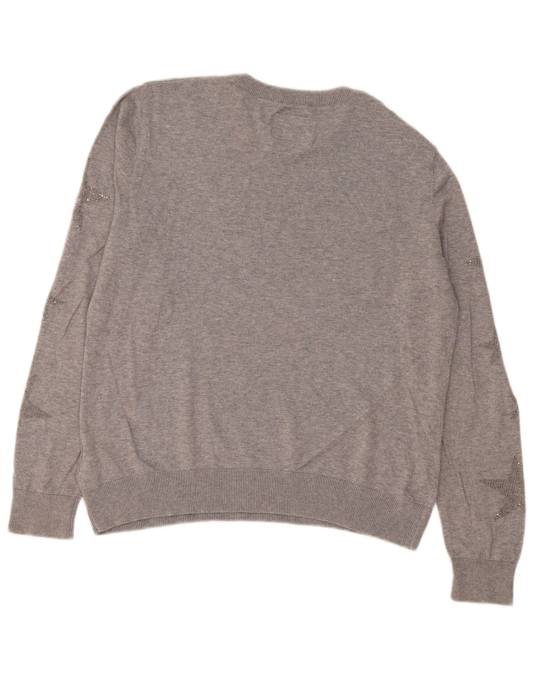 Superdry Womens Abstract Pattern Crew Neck Jumper Sweater UK 16 Large Grey