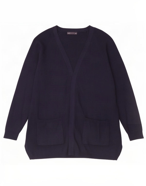 Marks & Spencer Womens Oversized Cardigan Sweater UK 16 Large Navy Blue