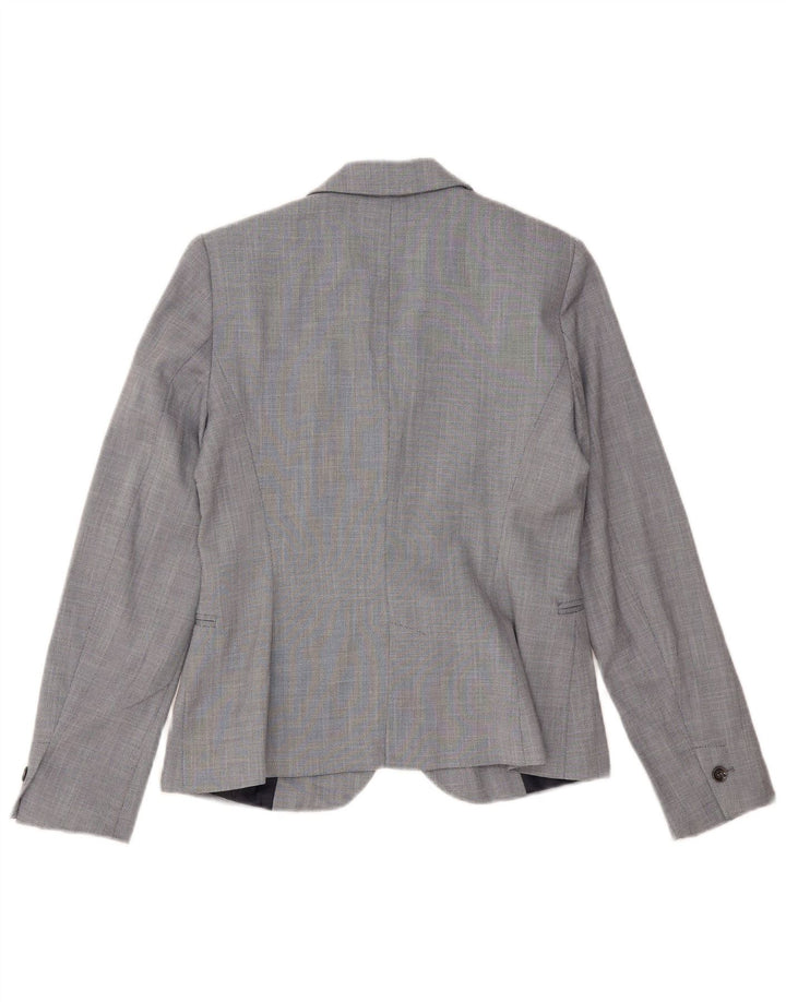 ZARA Womens 1 Button Blazer Jacket EU 36 XS Grey Chevron Polyester