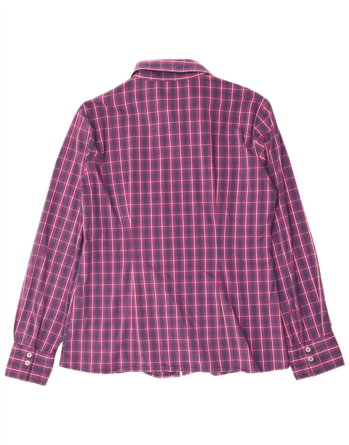 BENETTON Womens Shirt UK 16 Large Purple Check Cotton