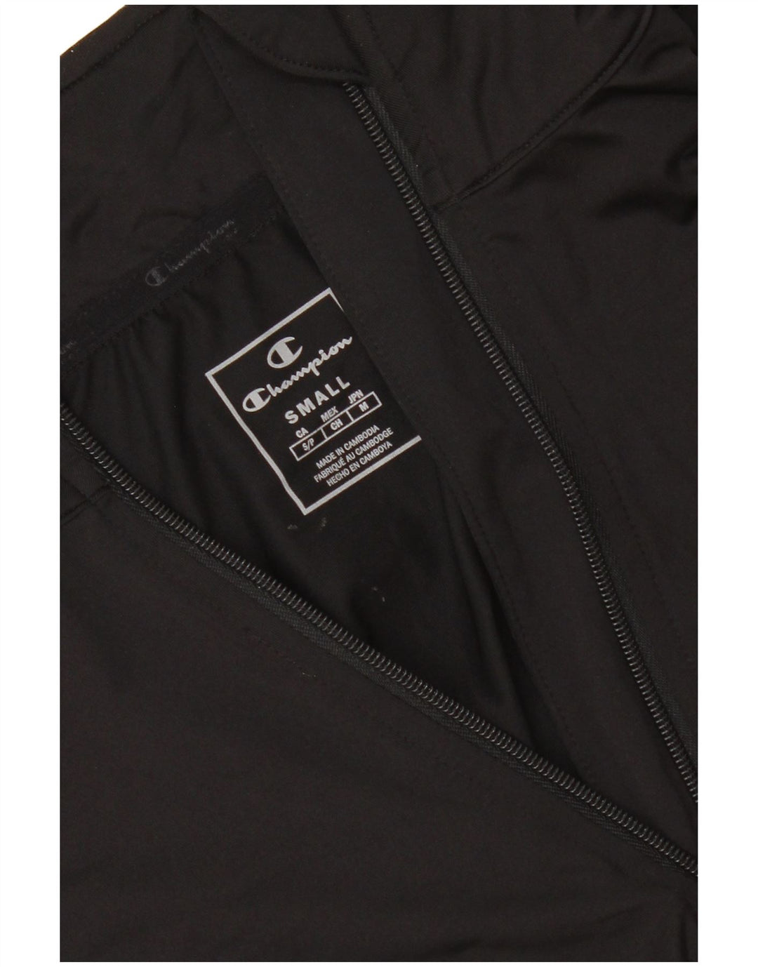 CHAMPION Mens Zip Neck Pullover Tracksuit Top Small Black