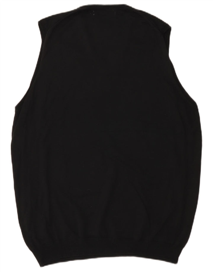 Zara Mens Basic Vest Tank Top Large Black Cotton