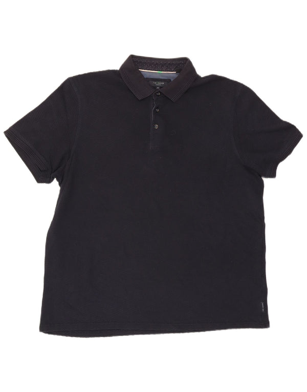 Ted Baker Mens Polo Shirt Size 6 2XL Navy Blue Cotton