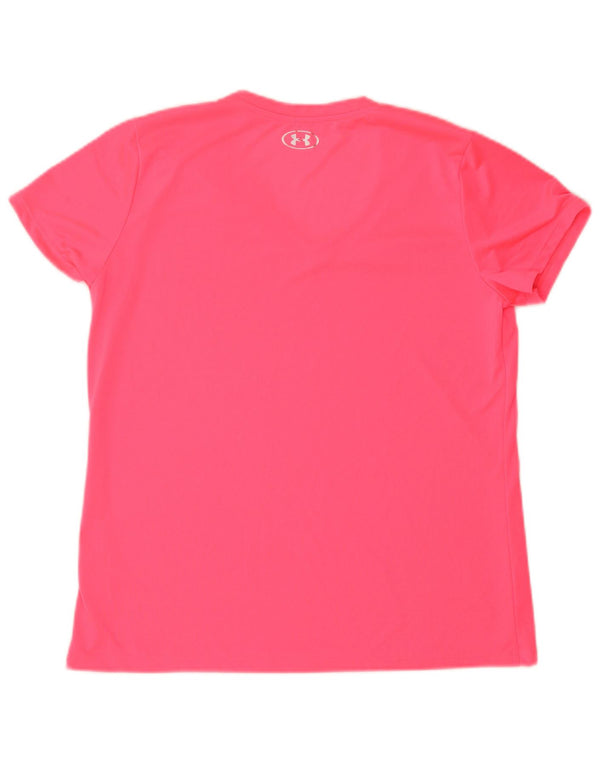 UNDER ARMOUR Womens Heat Gear T-Shirt Top UK 16 Large Pink