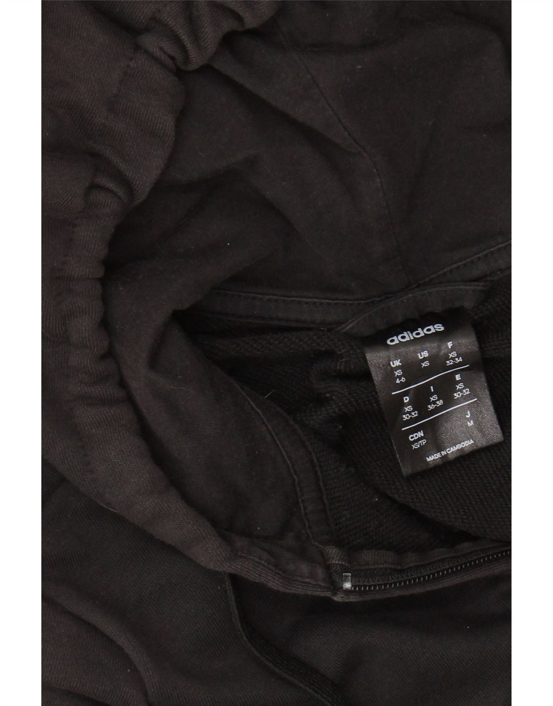 ADIDAS Womens Graphic Zip Hoodie Sweater UK 4/6 XS Black