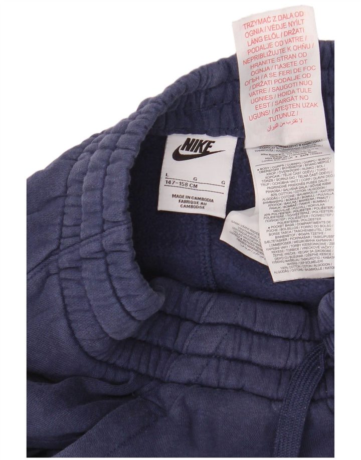 NIKE Boys Tracksuit Trousers Joggers 12-13 Years Large Navy Blue Cotton