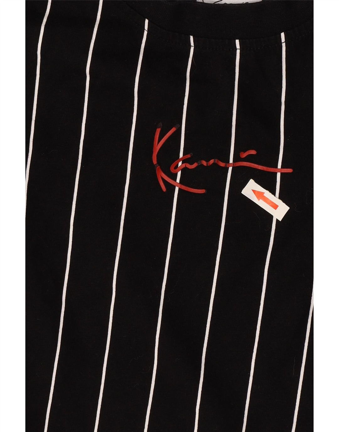 Karl Kani Mens T-Shirt Top Small Black Striped Cotton