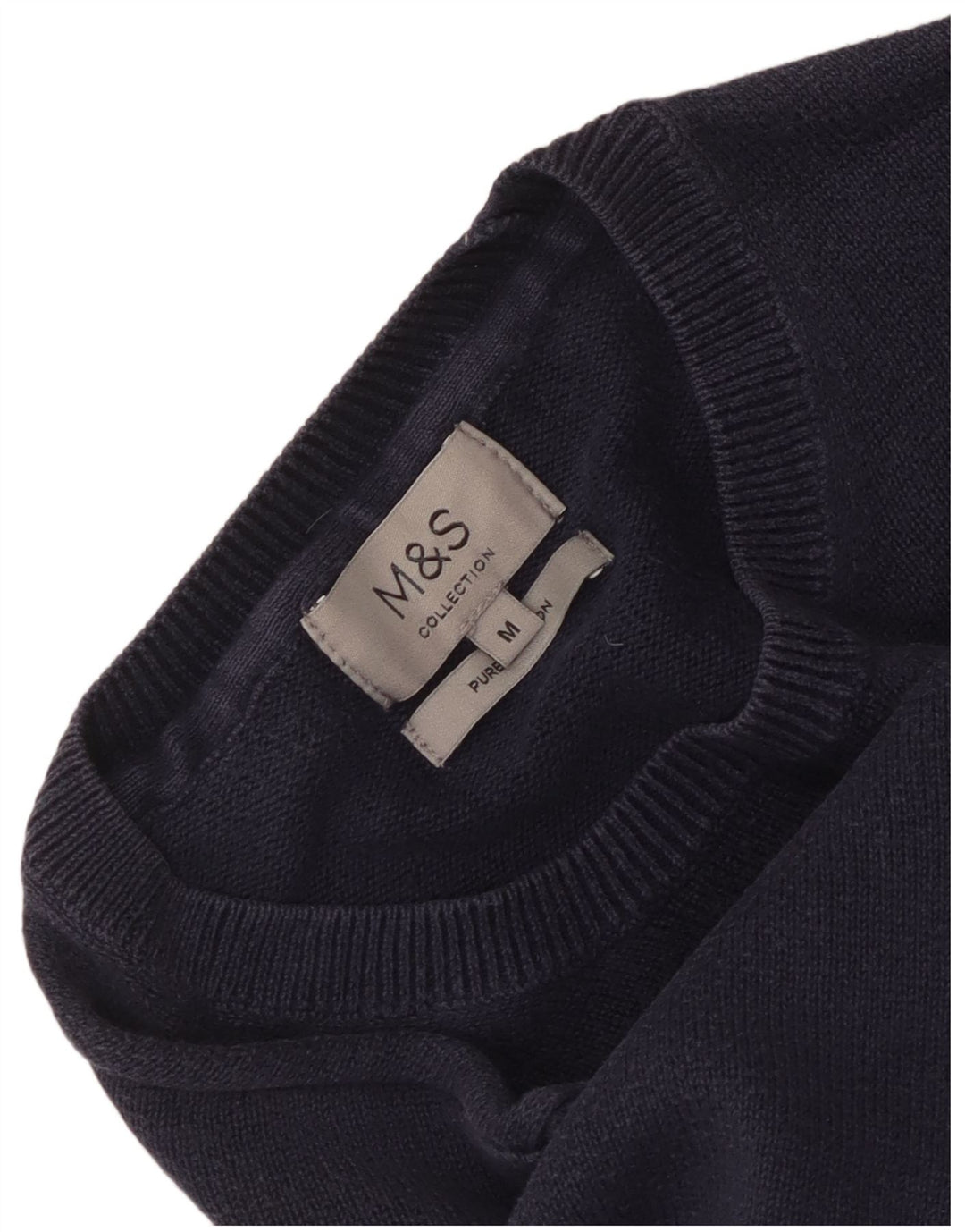 Marks & Spencer Mens Crew Neck Jumper Sweater Medium Navy Blue Cotton